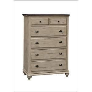 Sunset Trading Shades of Sand 6 Drawer Bedroom Chest in Antique White/Natural Wa - All