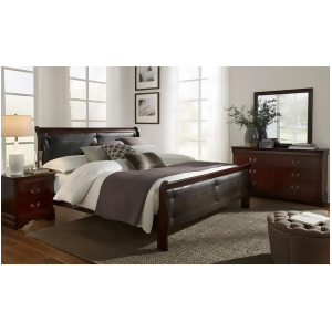 Global Furniture Marley 3 Piece Merlot Tufted Sleigh Bedroom Set w/Dresser - All