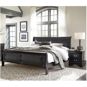 Global Furniture Marley 2 Piece Black Tufted Sleigh Bedroom Set - All