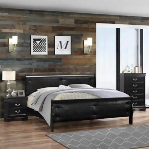 Global Furniture Marley 3 Piece Black Tufted Sleigh Bedroom Set - All