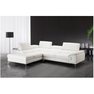 J M Furniture Nila Premium Leather Sectional In Left Facing Chaise in White - All