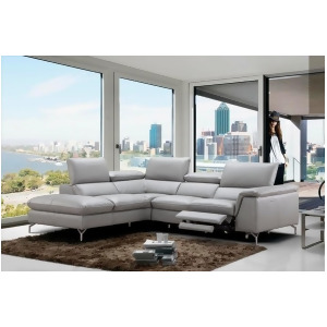 J M Furniture Viola Premium Leather Sectional Left Hand Facing Chaise in Light G - All