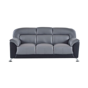 Global Furniture U9102 Sofa Dark Grey Black Pvc w/Chrome Legs - All