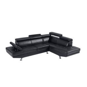 Global Furniture U9782n Sectional Black Pu w/Ratchet Headrest - All