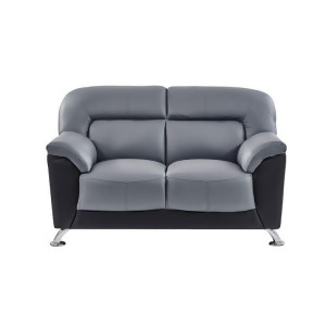 Global Furniture U9102 Loveseat Dark Grey Black Pvc w/Chrome Legs - All