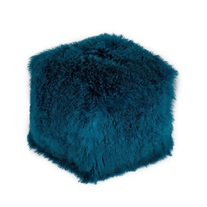 Moes Home Lamb Fur Pouf Blue In Blue - All