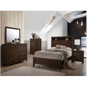Global Furniture Victoria 4 Piece Platform Bedroom Set in Rustic Oak - All