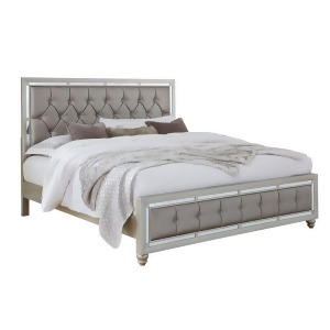 Global Furniture Riley Silver Tufted Platform Bed - All