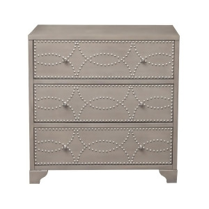 Pulaski Three Drawer Brushed Nickel Nail Head Accent Chest in Grey - All