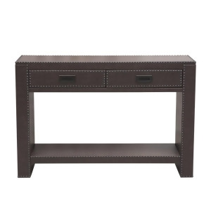 Pulaski Brown Faux Leather Drawer Console w/Nail Head Trim in Brown - All