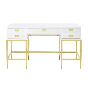 Pulaski Contemporary Stainless Steel Antique Glass Five Drawer Accent Desk in - All