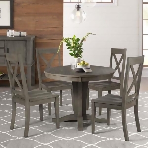 A-america Huron 5 Piece Pedestal Dining Room Set in Distressed Grey - All