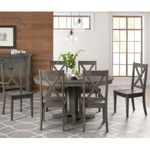 A-america Huron 7 Piece Pedestal Dining Room Set in Distressed Grey - All