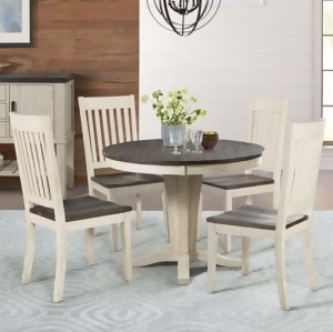 A-america Huron 5 Piece Pedestal Dining Room Set w/Slat Chairs in Cocoa-Chalk - All