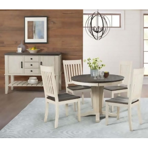 A-america Huron 6 Piece Pedestal Dining Room Set w/Slat Chairs in Cocoa-Chalk - All