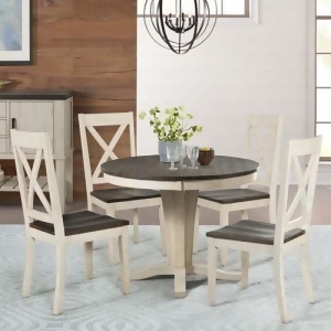 A-america Huron 5 Piece Pedestal Dining Room Set in Cocoa-Chalk - All