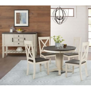 A-america Huron 6 Piece Pedestal Dining Room Set in Cocoa-Chalk - All