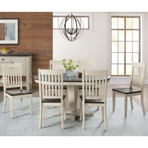 A-america Huron 7 Piece Pedestal Dining Room Set w/Slat Chairs in Cocoa-Chalk - All