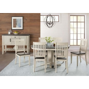 A-america Huron 8 Piece Pedestal Dining Room Set w/Slat Chairs in Cocoa-Chalk - All