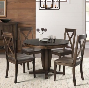 A-america Huron 5 Piece Pedestal Dining Room Set in Weathered Russet - All