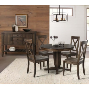 A-america Huron 6 Piece Pedestal Dining Room Set in Weathered Russet - All