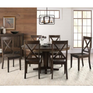 A-america Huron 7 Piece Pedestal Dining Room Set in Weathered Russet - All