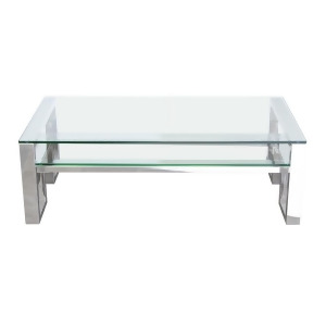 Diamond Sofa Carlsbad Cocktail Table w/Clear Glass Top Shelf w/Stainless Steel - All