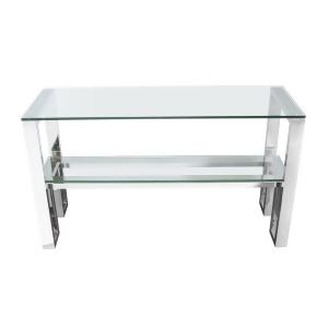 Diamond Sofa Carlsbad Console Table w/Clear Glass Top Shelf w/Stainless Steel - All