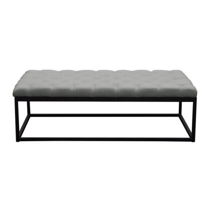 Diamond Sofa Mateo Black Powder Coat Metal Large Linen Tufted Bench - Grey 