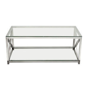 Diamond Sofa X-Factor Cocktail Table w/Clear Glass Top Shelf w/Brushed Stainle - All
