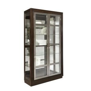 Pulaski Modern Nickel Framed Double Door Display Cabinet in Brown - All