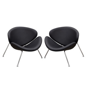Diamond Sofa Roxy Black Accent Chair w/Chrome Frame Set of 2 - All