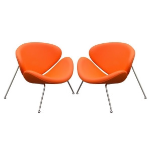 Diamond Sofa Roxy Orange Accent Chair w/Chrome Frame Set of 2 - All