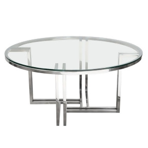 Diamond Sofa Deko Polished Stainless Steel Round Cocktail Table w/ Clear Tempe - All