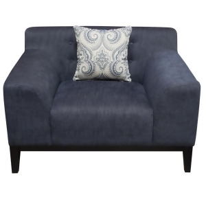 Diamond Sofa Marquee Tufted Back Chair in Panama Blue Fabric w/Accent Pillows - All