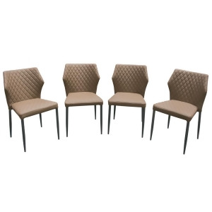 Diamond Sofa Milo 4-Pack Dining Chairs in Coffee Diamond Tufted Leatherette w/Bl - All