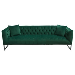 Diamond Sofa Crawford Tufted Sofa in Emerald Green Velvet w/ Polished Metal Leg - All