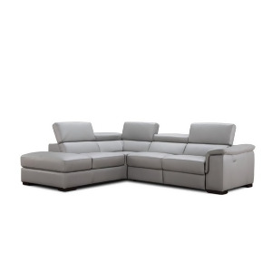 J M Furniture Perla Premium Leather Sectional Left Hand Facing Chaise in Light G - All