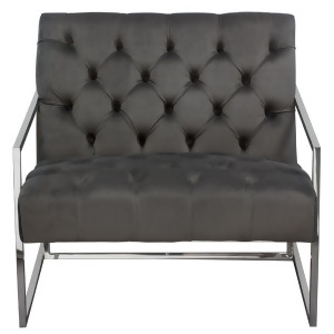 Diamond Sofa Luxe Accent Chair in Dusk Grey Tufted Velvet Fabric w/Polished Stai - All