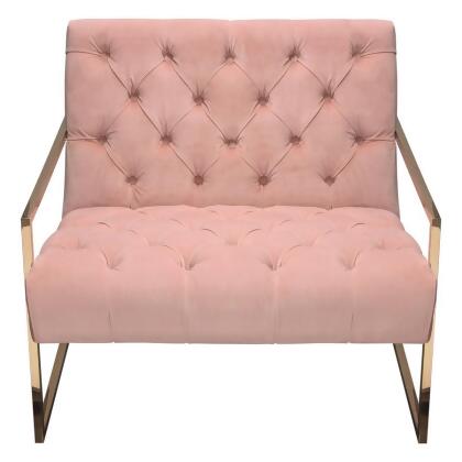 Diamond Sofa Luxe Accent Chair in Blush Pink Tufted Velvet Fabric w/Polished Gol 