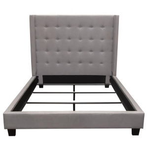 Diamond Sofa Madison Ave Tufted Wing Bed in Light Grey Button Tufted Fabric - All