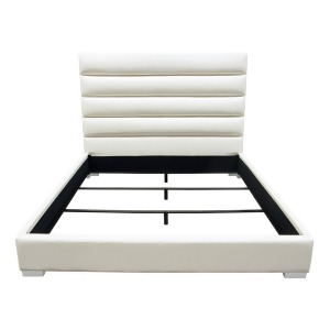 Diamond Sofa Bardot Channel Tufted Bed in White Leatherette - All