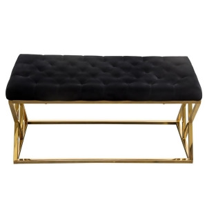 Diamond Sofa Vixen Accent Bench w/Black Tufted Velvet Seat Polished Gold Stain - All