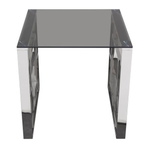 Diamond Sofa Muse Square End Table w/Smoked Tempered Glass Top Polished Stainl - All