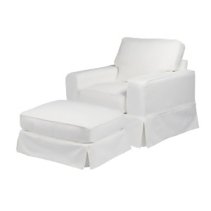 Sunset Trading Americana Slipcovered Chair Ottoman Performance White - All