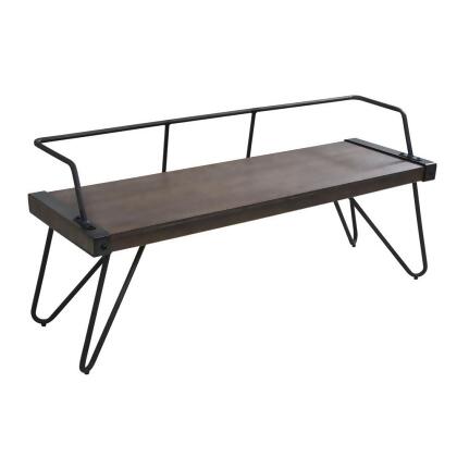 Lumisource Stefani Industrial Bench in Antique and Walnut 