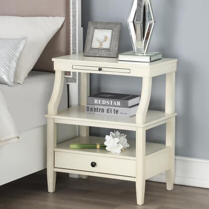 Comfort Pointe Newton Antique White Storage Nightstand 