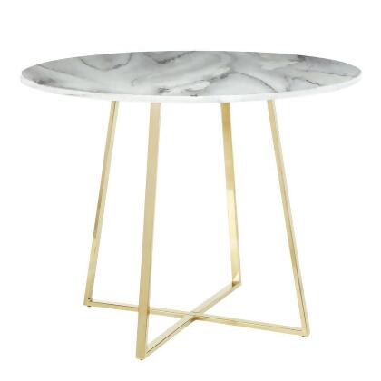 Lumisource Cosmo Contemporary/Glam Dining Table in Gold Metal & White Marble Top 