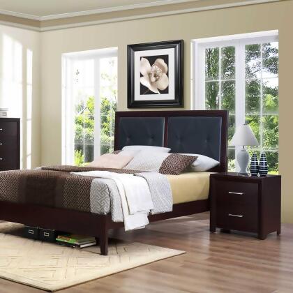 Homelegance Edina 2 Piece Upholstered Headboard Platform Bedroom Set in Espresso 