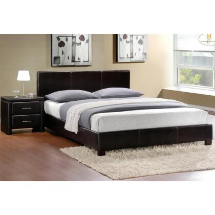 Homelegance Zoey 2 Piece Platform Bedroom Set in Dark Brown Vinyl